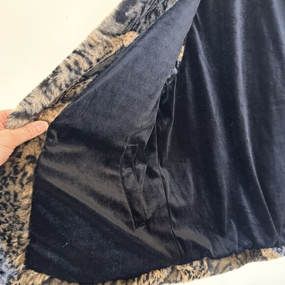 Faux Fur Animal Print Vest Womens Vtg XL Joseph Ribkoff Mob Wife Reversible - Picture 3 of 8